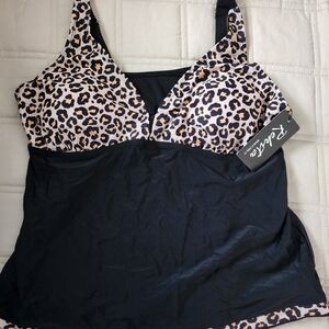 Ryder Leopard Print Bikini Top - Black and Tan
